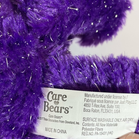35th Anniversary LIMITED EDITION 13" Purple Glitter Rainbow Heart Care Bear - Picture 6 of 6